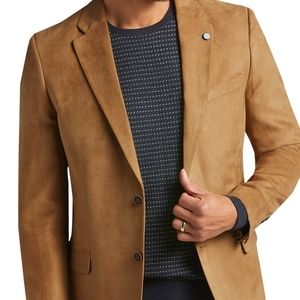 Chaps mens tan sport coat blazer faux suede 44L